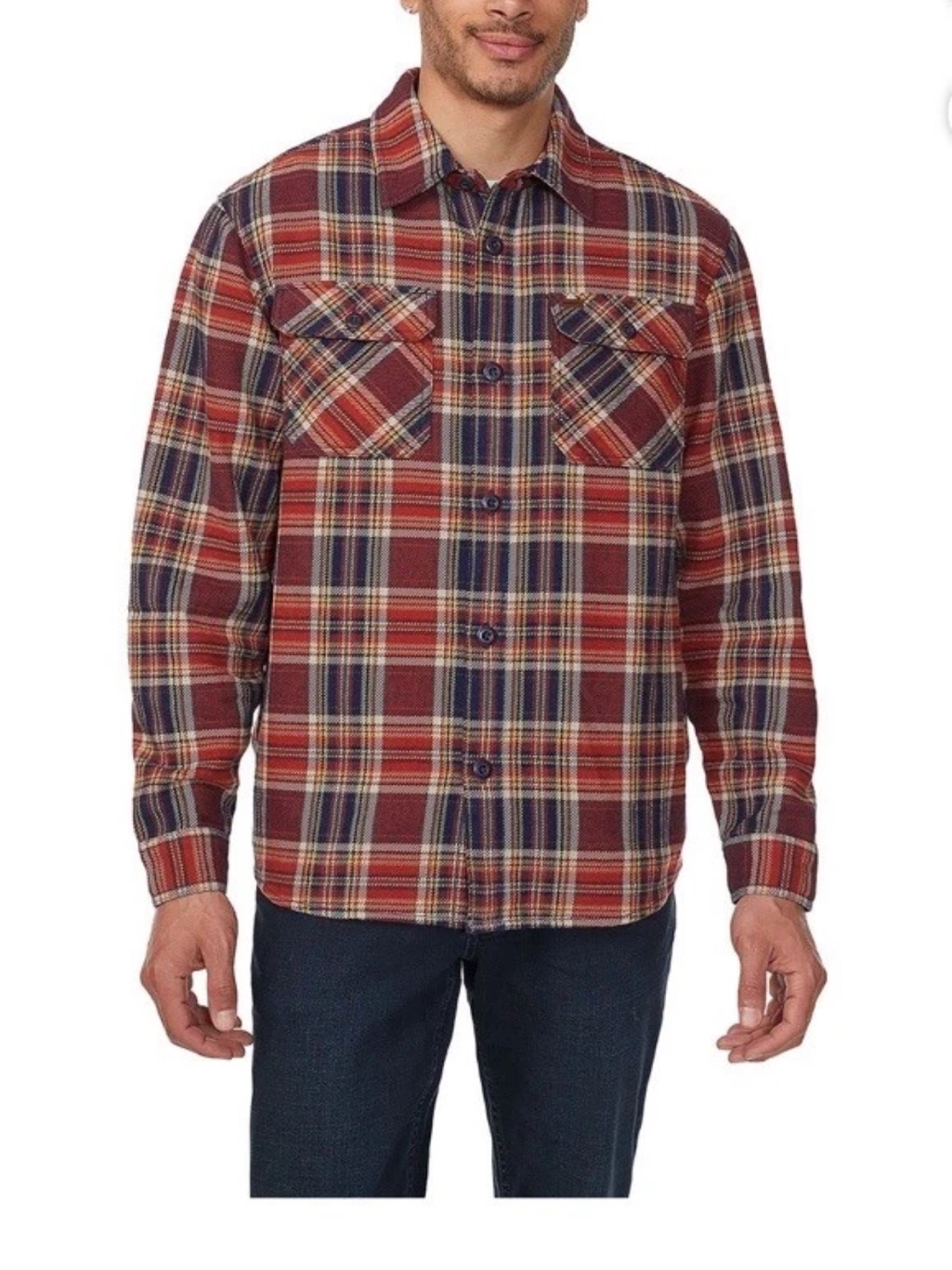 Nwt Buffalo Jeans Red Plaid Long-Sleeve Button-Down Shirt Shacket Sz M & Xxl